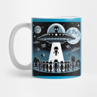 Grey Aliens in a UFO Mug